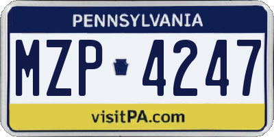 PA license plate MZP4247