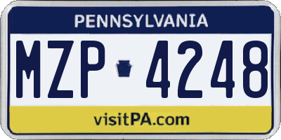 PA license plate MZP4248