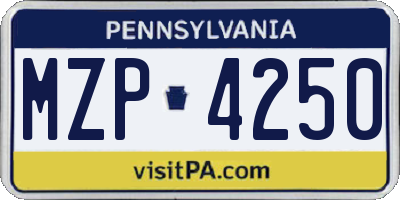 PA license plate MZP4250