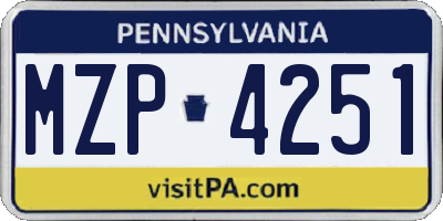 PA license plate MZP4251