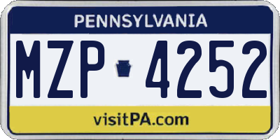 PA license plate MZP4252