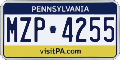 PA license plate MZP4255