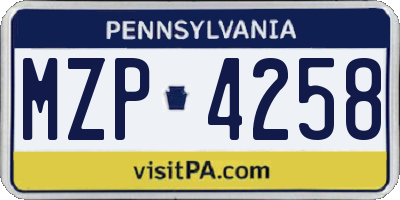 PA license plate MZP4258