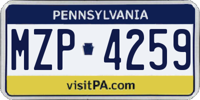 PA license plate MZP4259