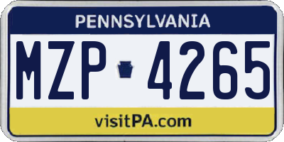 PA license plate MZP4265