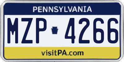 PA license plate MZP4266