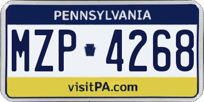 PA license plate MZP4268