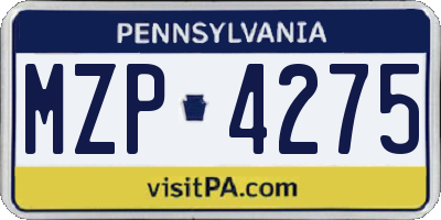 PA license plate MZP4275