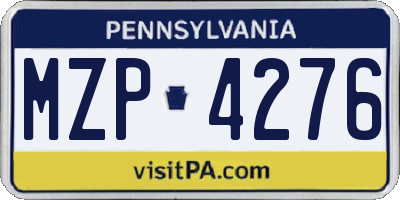 PA license plate MZP4276