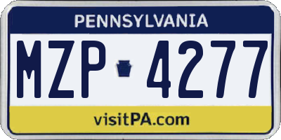 PA license plate MZP4277