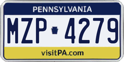 PA license plate MZP4279