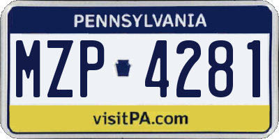 PA license plate MZP4281