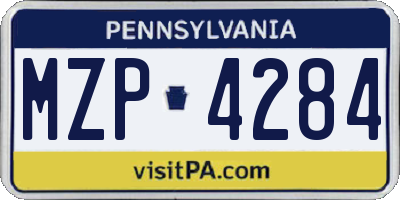 PA license plate MZP4284