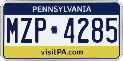 PA license plate MZP4285