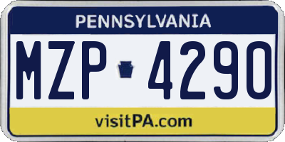 PA license plate MZP4290