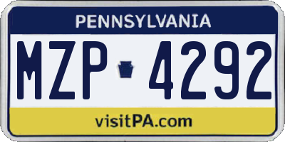 PA license plate MZP4292