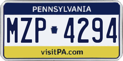 PA license plate MZP4294