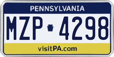 PA license plate MZP4298