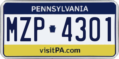 PA license plate MZP4301