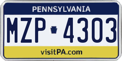 PA license plate MZP4303