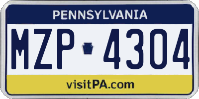 PA license plate MZP4304