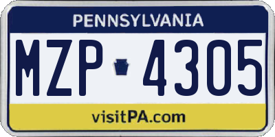 PA license plate MZP4305