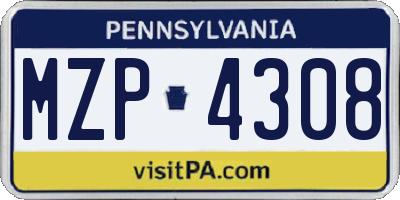 PA license plate MZP4308
