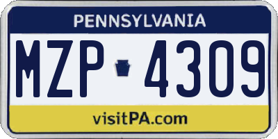 PA license plate MZP4309