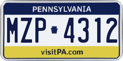 PA license plate MZP4312
