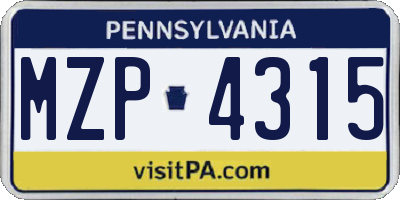 PA license plate MZP4315