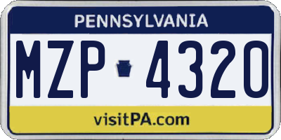 PA license plate MZP4320