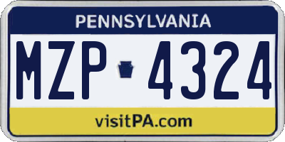 PA license plate MZP4324