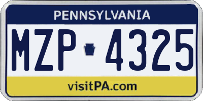 PA license plate MZP4325