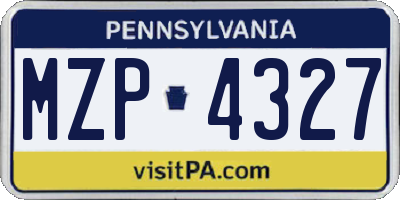 PA license plate MZP4327