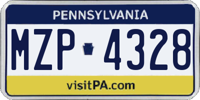 PA license plate MZP4328