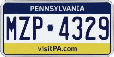 PA license plate MZP4329