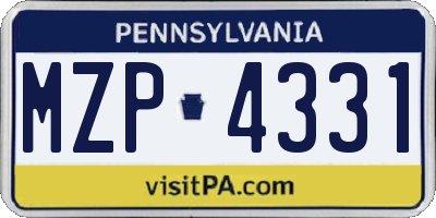 PA license plate MZP4331