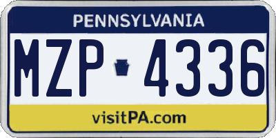 PA license plate MZP4336