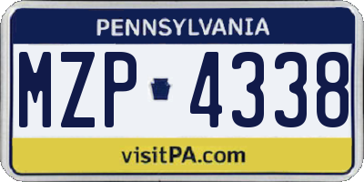 PA license plate MZP4338