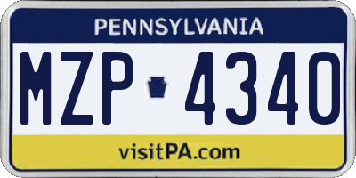 PA license plate MZP4340