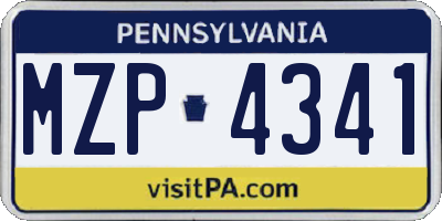 PA license plate MZP4341