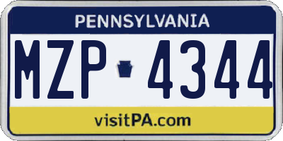 PA license plate MZP4344