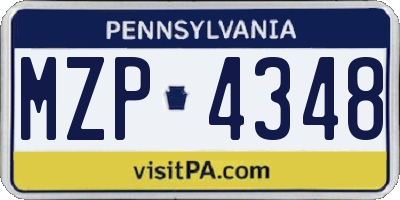 PA license plate MZP4348