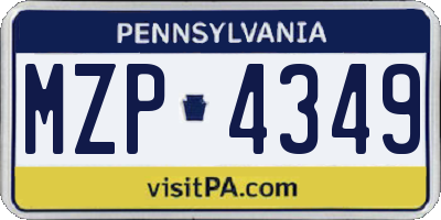 PA license plate MZP4349