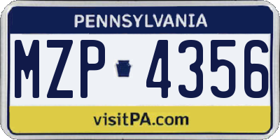 PA license plate MZP4356