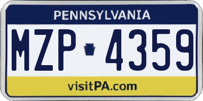 PA license plate MZP4359