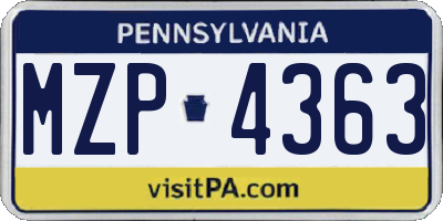 PA license plate MZP4363