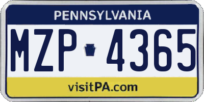 PA license plate MZP4365