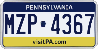 PA license plate MZP4367