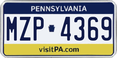 PA license plate MZP4369